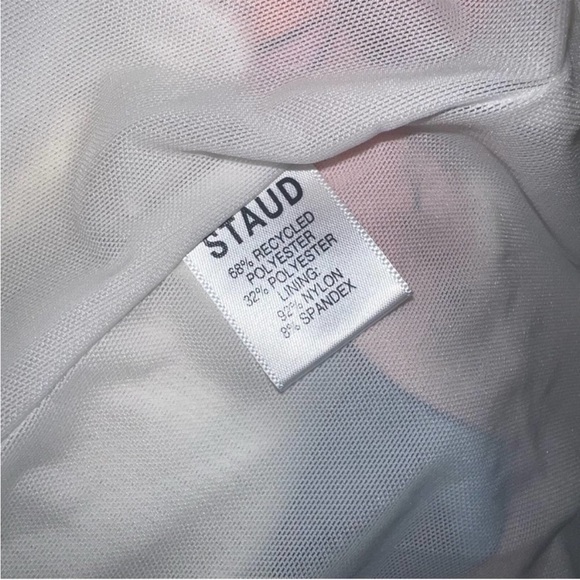 Modern Lemon-Print Dress: Staud Kai Halter Midi Dress Retro Vibe Large NEW - Picture 9 of 10